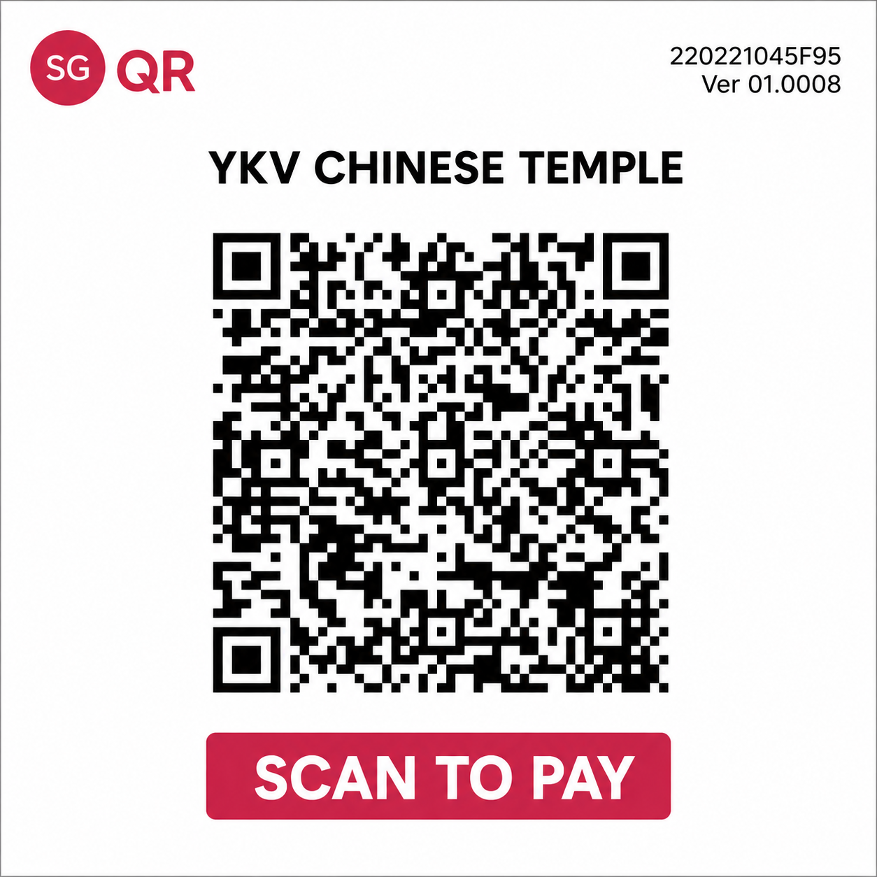 PayNow donation QR code for Yan Kit Village Chinese Temple